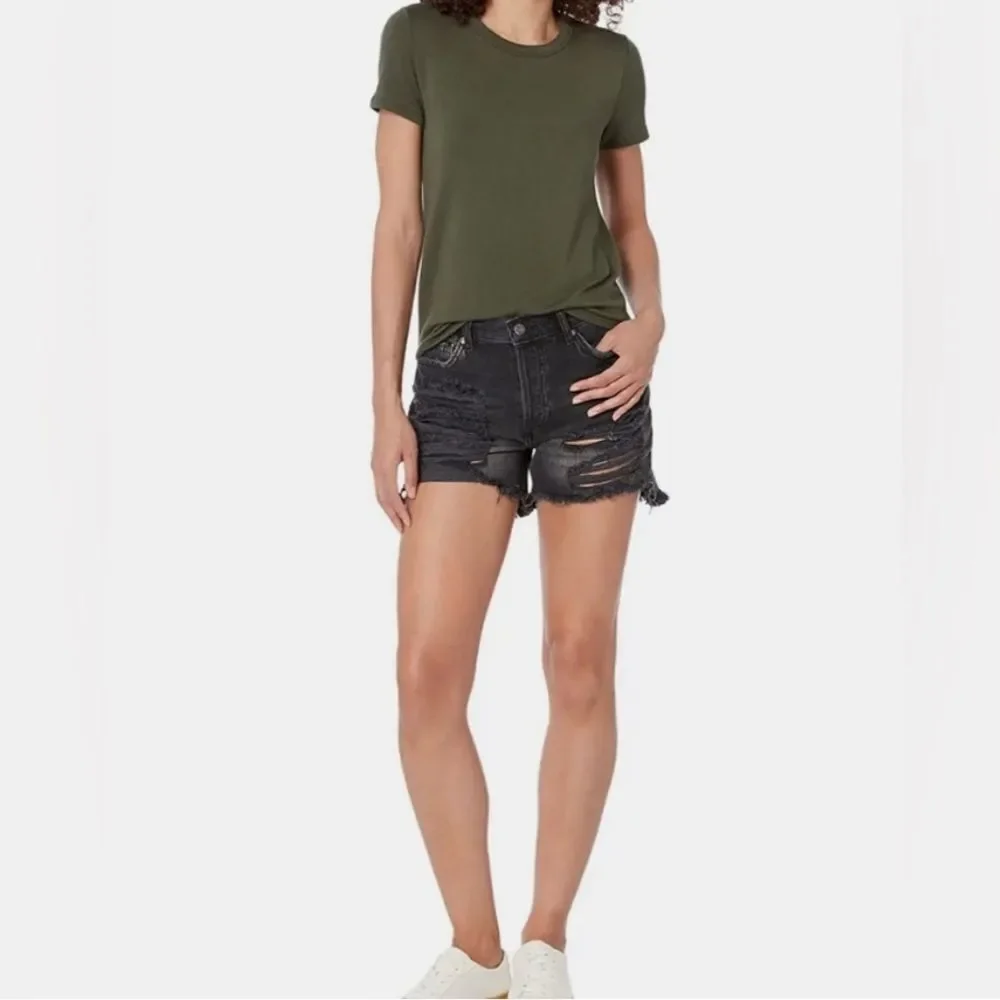 Free People We The Free Maggie Jean Shorts Montero Black Destroyed Wash Size 27